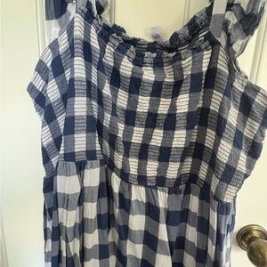 Old Navy Navy and White Plaid shirt